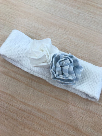 Fascia Colibrì in filo bianca con applicazione di fiori sul davanti