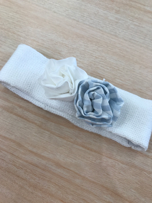 Fascia Colibrì in filo bianca con applicazione di fiori sul davanti