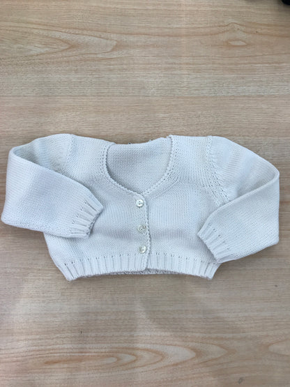 Cardigan Colibrì in filo di cotone bianco con piccoli bottoncini sul davanti