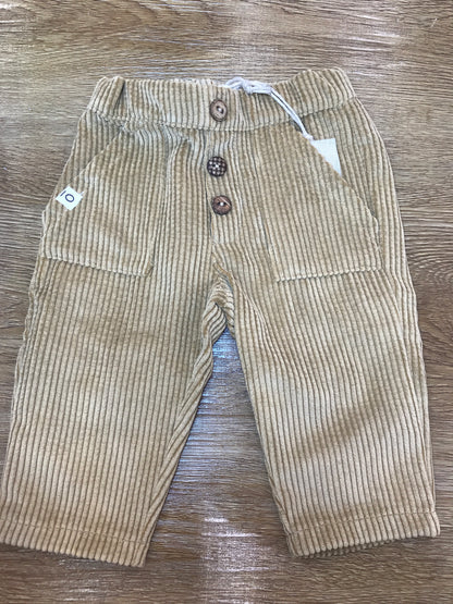Pantalone Maperò in velluto a coste color cammello con tasche sul davanti e piccoli bottoncini