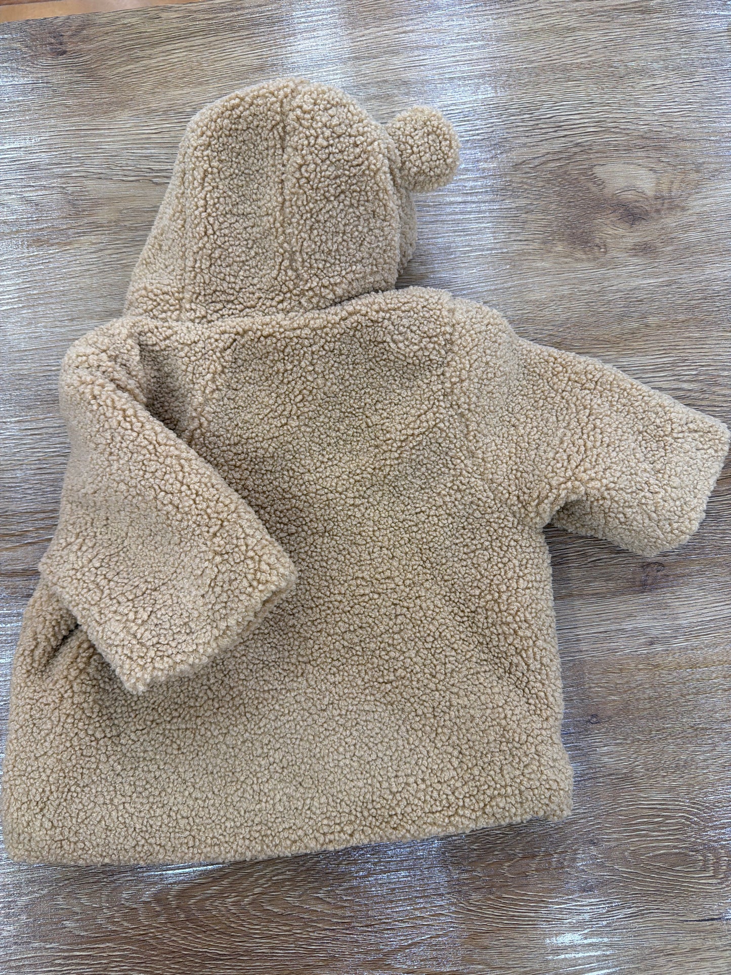 Cappotto Petit Bateau teddy peloso con bottoni e cappuccio con orecchie