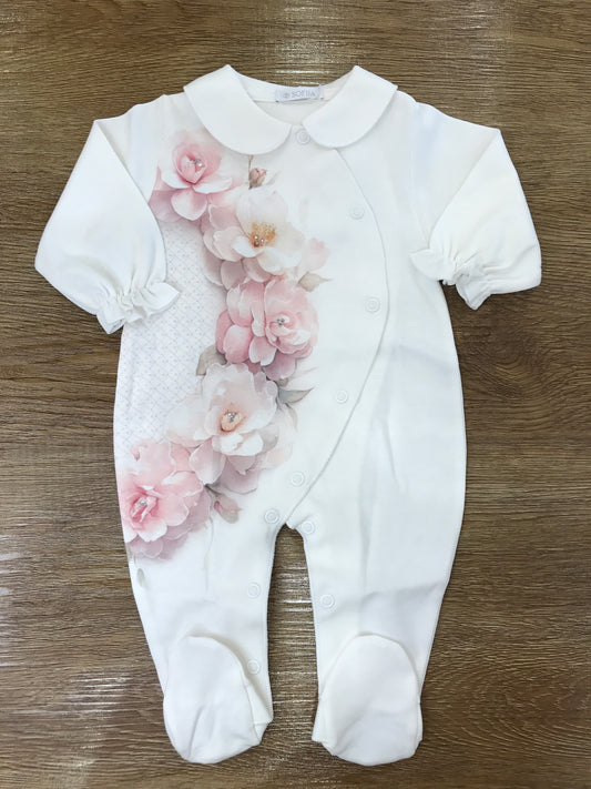 Coordinato Sofija in caldo cotone panna con fiori