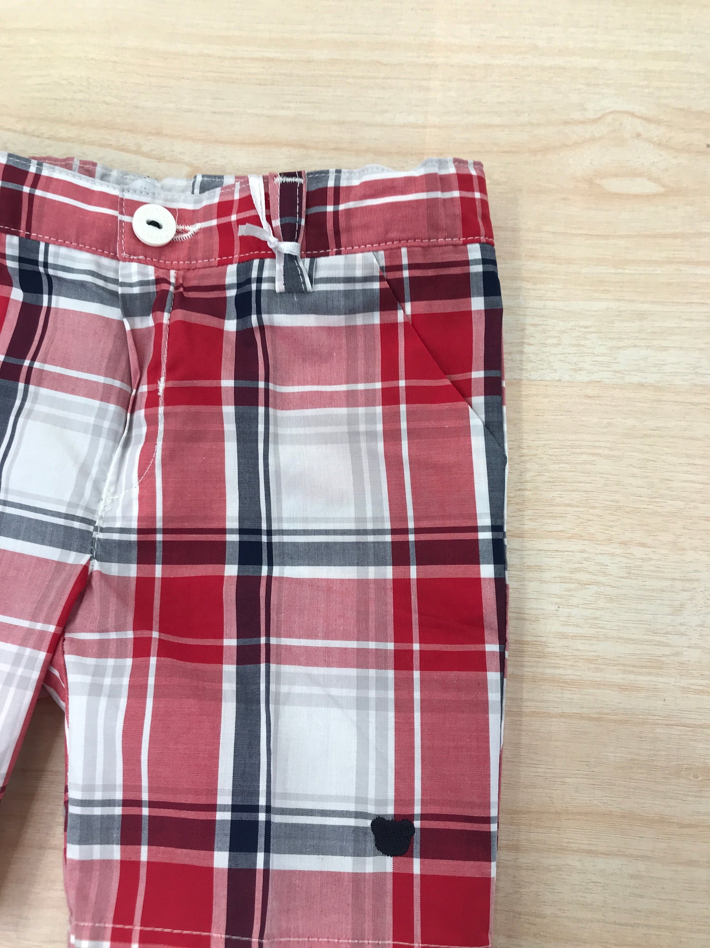 Pantalone Nanan in cotone a quadroni bianchi rossi e blu