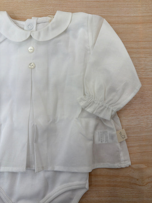 Body Baby Gi in cotone manica lunga effetto camicia con manica a sbuffo con colletto tondo