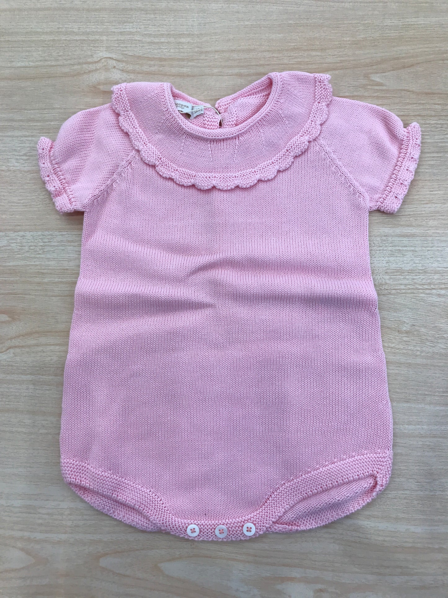 Pagliaccetto PCS in filo rosa mezza manica con collo con rusche smerlata