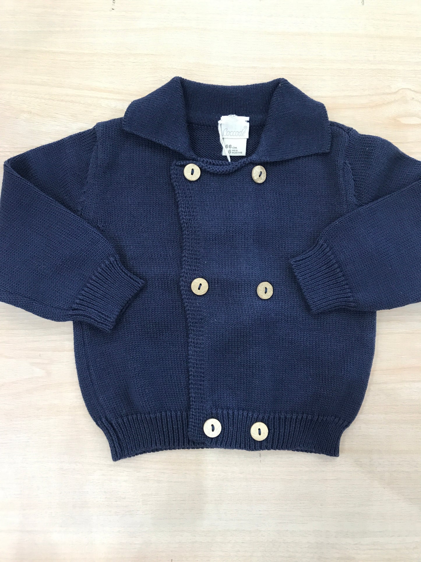 Cardigan Coccodè in filo blu scuro con piccoli bottoncini