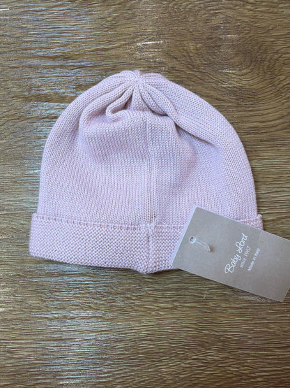 Cappello Baby Lord in lana con risvolto e fiocchetto panna