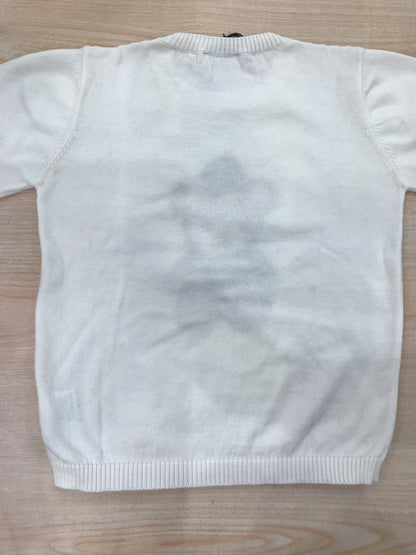 Maglione Jo Milano in filo manica lunga panna con orsetto marinaretto centrale