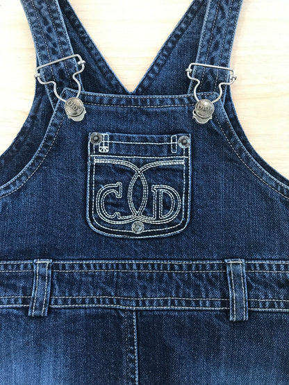 Salopette Baby Dior in jeans con bretelle regolabili con tasche sul retro e taschina sul petto