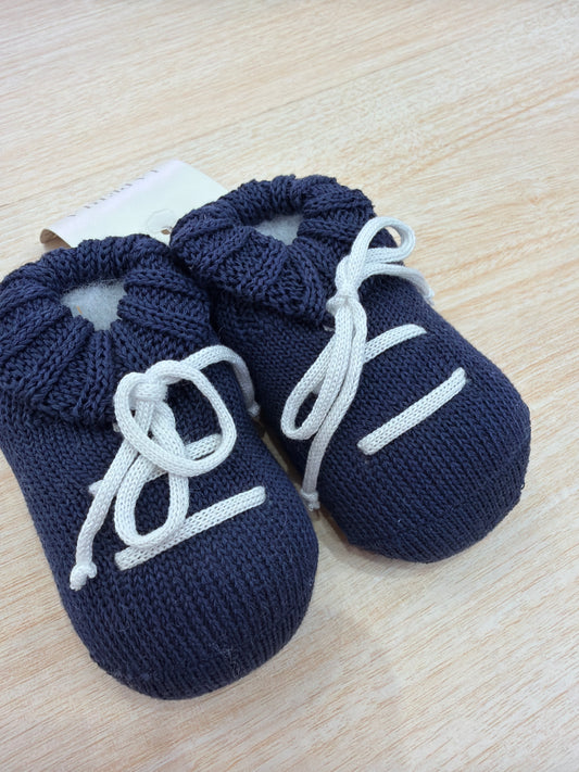 Babbucce La Perla in filo blu scuro con fiocchetto bianco sul davanti