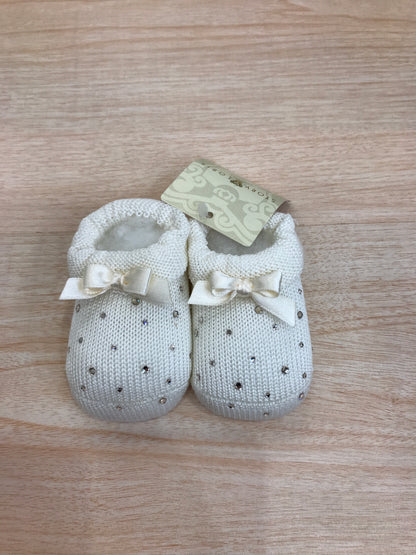 Babbucce Story Loris in filo panna con fiocchetto e brillantini sul davanti