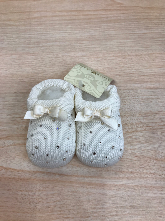 Babbucce Story Loris in filo panna con fiocchetto e brillantini sul davanti