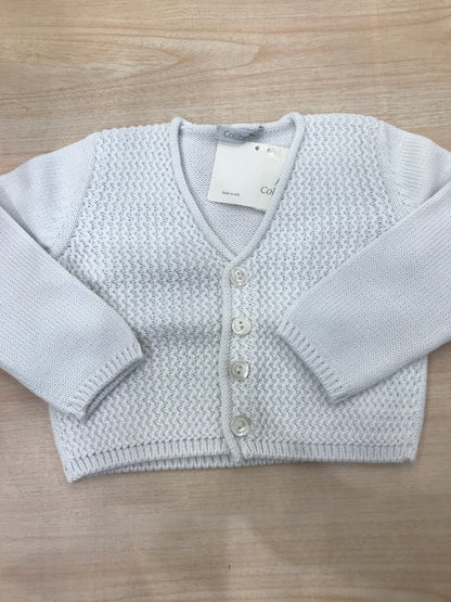 Cardigan Colibrì in filo bianco con bottoncini completamente lavorato