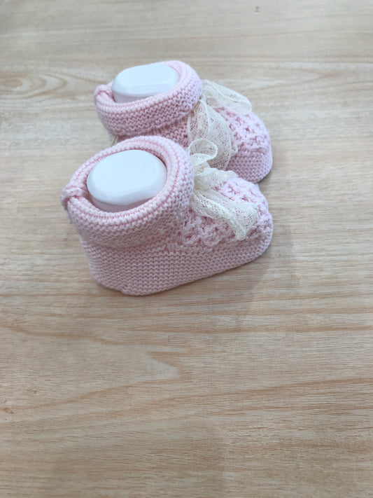 Babbucce Martin Aranda in filo rosa con ricami e pizzo