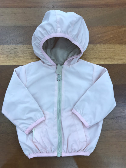 Giacca Impermeabile Nanan double face rosa e beige con cappuccio e tasche