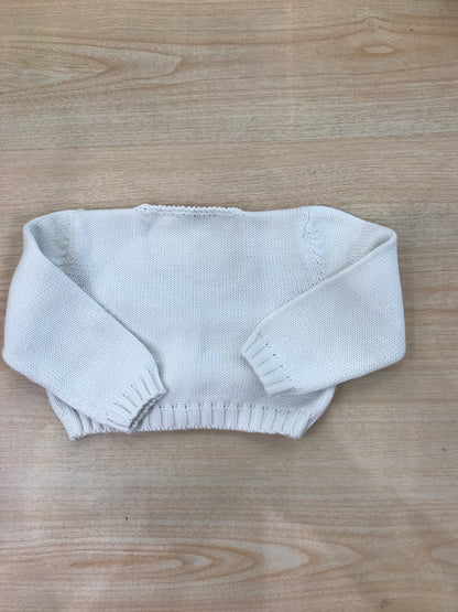 Cardigan Colibrì in filo di cotone bianco con piccoli bottoncini sul davanti