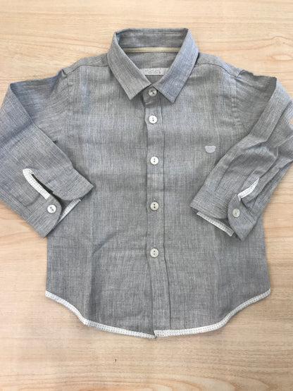 Camicia Nanan manica lunga in cotone grigia con collo a punta