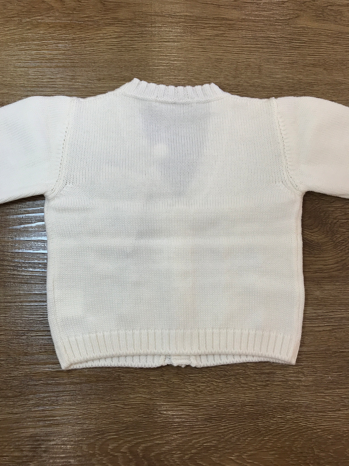 Cardigan Bebè di almy in lana panna con pois in rilievo celesti