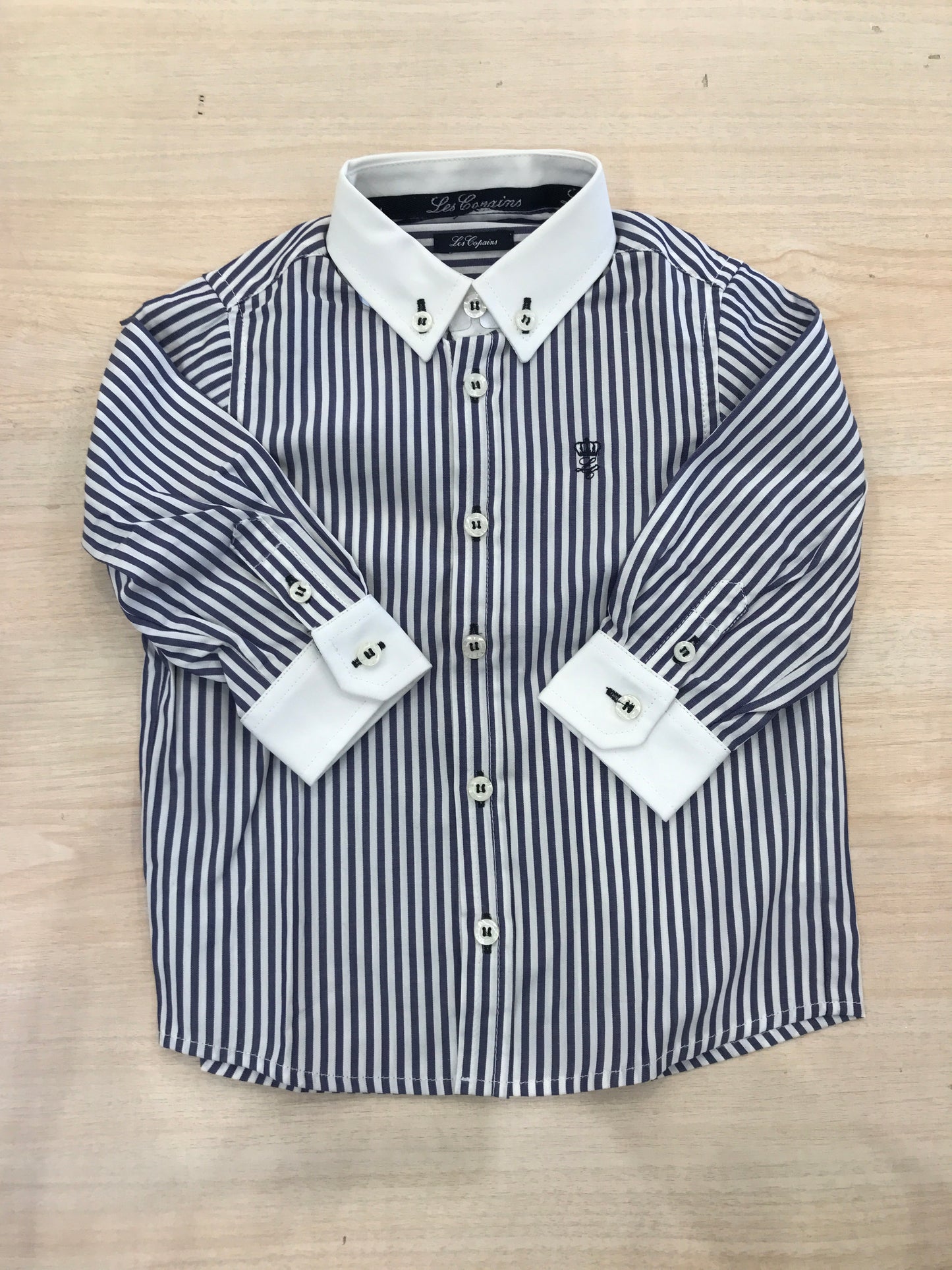 Camicia Les Copains in cotone a righe bianche e blu manica lunga