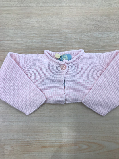 Cardigan Floc Baby in filo rosa accollato con piccolo bottoncini sul davanti