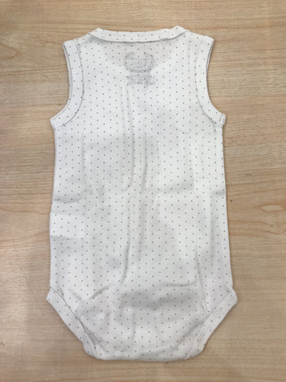 Body Coccodè in cotone bianco con pois grigi spalla larga