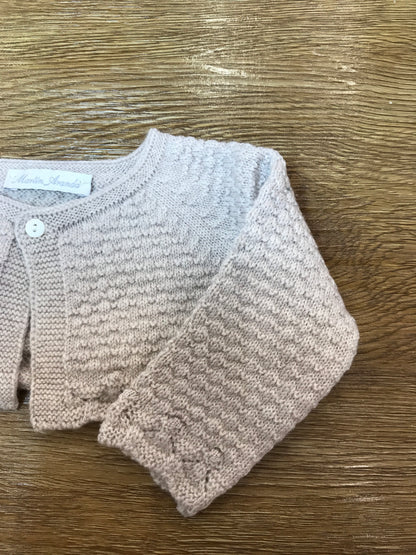 Cardigan Martin Aranda in lana tortora con pois in rilievo