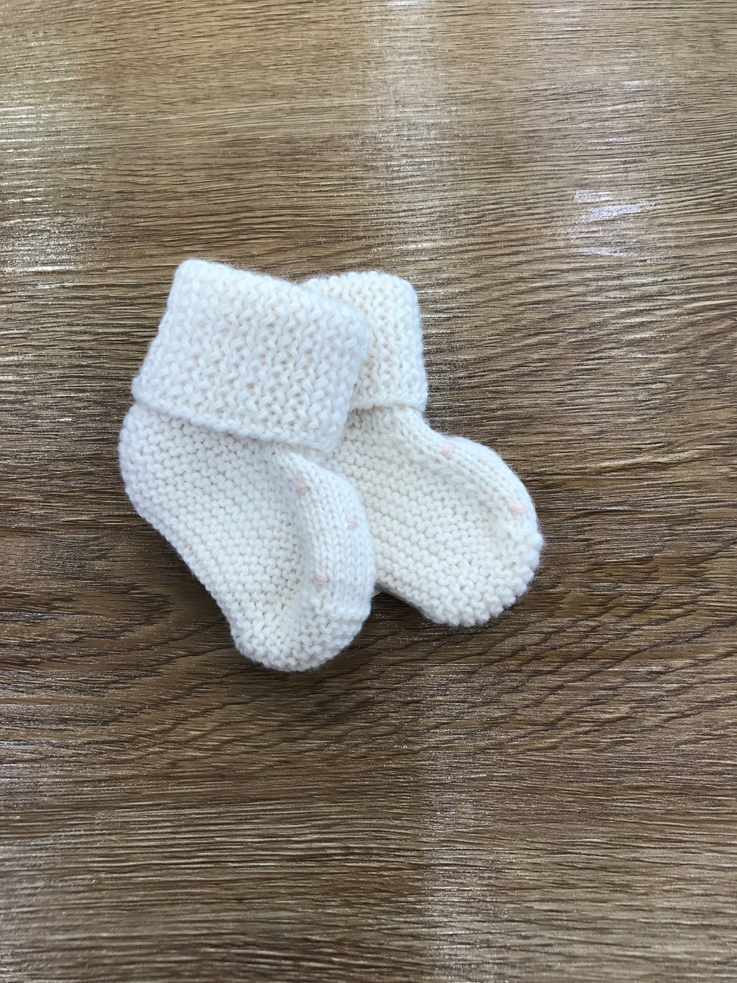 Babbucce Fofettes panna con punto smock rosa sul davanti