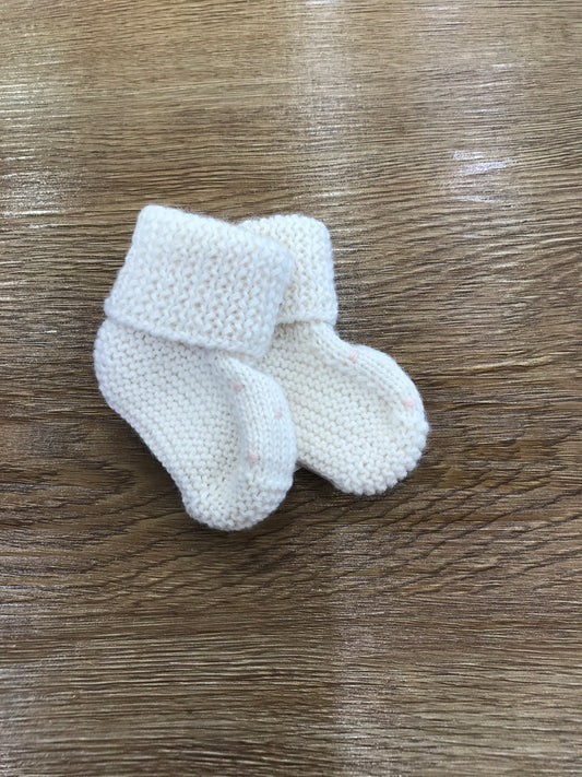 Babbucce Fofettes panna con punto smock rosa sul davanti