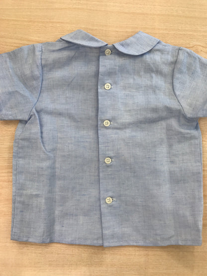 Camicia Paz Rodriguez in cotone mezza manica con collo tondo con pois in rilievo
