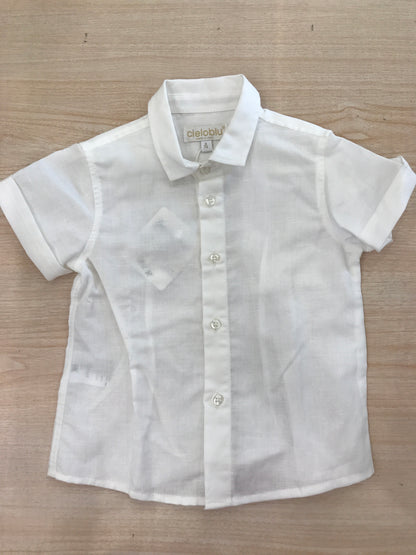 Camicia Cielo Blu bianca mezza manica con collo a punta e bottoni sul davanti