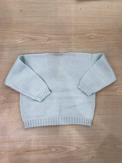 Cardigan Biebi in filo celeste con tasche bucherellate