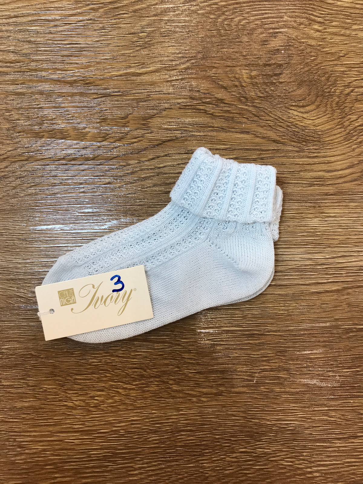 Calzini Ivory in filo celesti passi traforati
