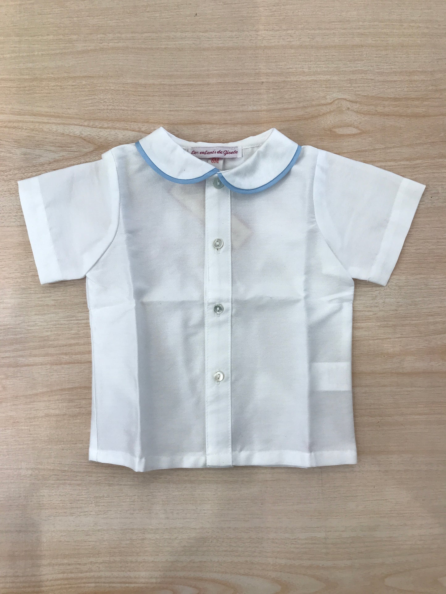 Camicia Les Enfants de Gisele in cotone mezza manica con collo dal profilo celeste