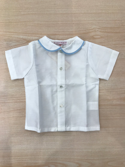 Camicia Les Enfants de Gisele in cotone mezza manica con collo dal profilo celeste
