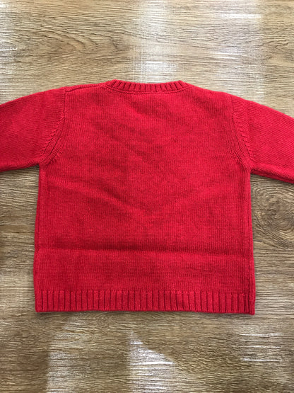 Maglione Jo Milano in lana rosso con piccole decorazioni natalizie sul davanti