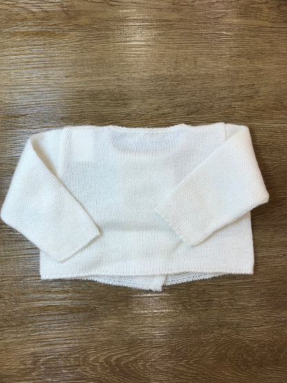 Cardigan Juppolà in lana panna con piccoli fiocchetti in velluto applicati vicino ai bottoncini