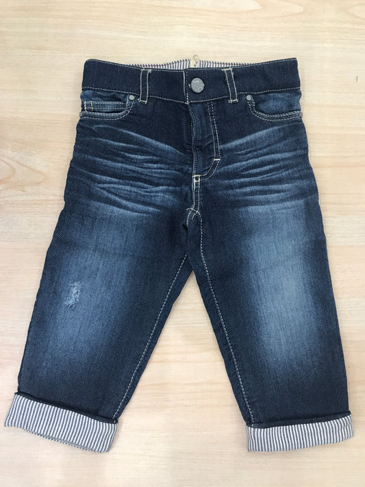 Jeans Maperò in cotone con lavaggio blu scuro  con risvolto in basso a righe