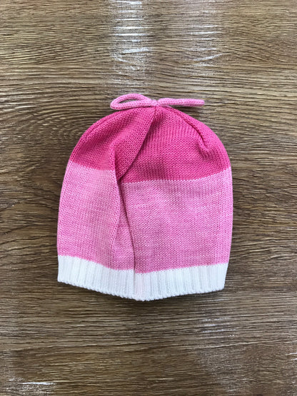 Cappello Colori Chiari in lana panna e rosa con fiore e cuore