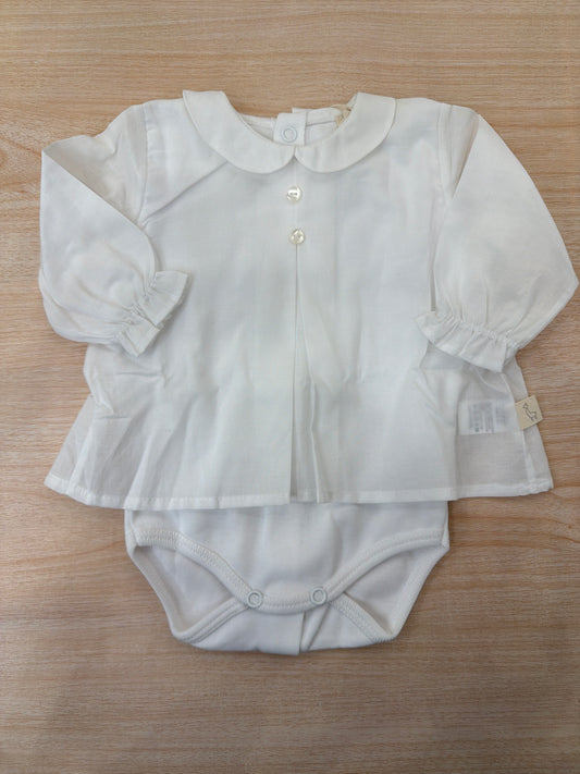 Body Baby Gi in cotone manica lunga effetto camicia con manica a sbuffo con colletto tondo
