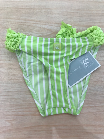 Costume Al Agua Patos a righe verdi e bianche con drappeggio sul retro