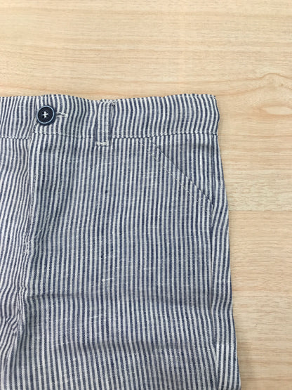 Pantalone Coccodè in cotone corto a righe bianche e blu
