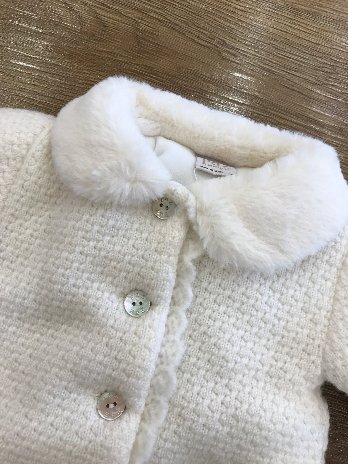 Cappotto Paz Rodriguez in lana foderato con collo in pelliccia e smerlo