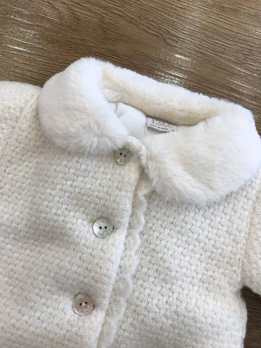 Cappotto Paz Rodriguez in lana foderato con collo in pelliccia e smerlo