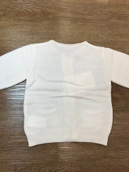 Cardigan Coccodè in lana panna con tasche e zip sul davanti