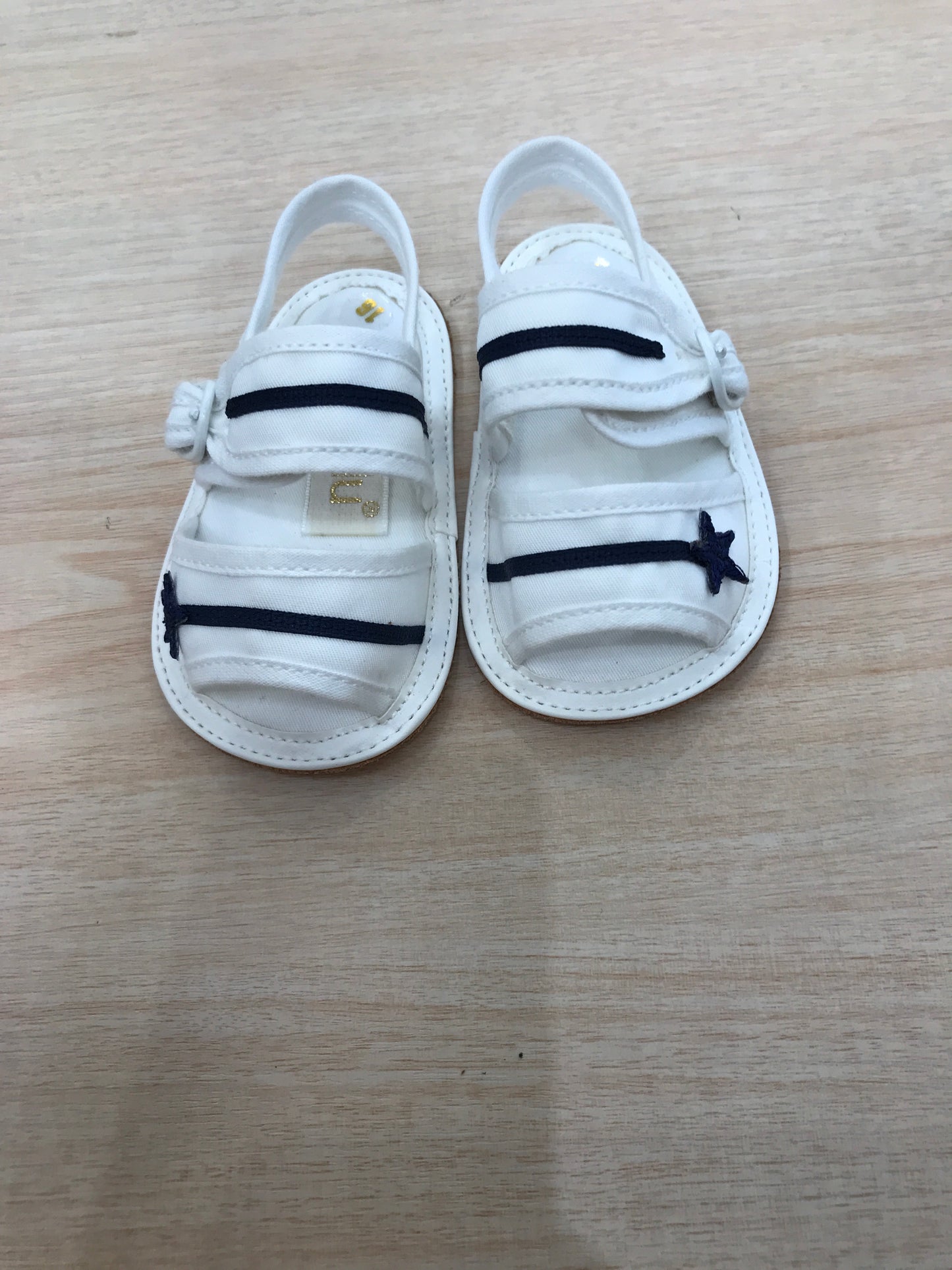 Sandalo Aletta bianco con strisce blu e stelline