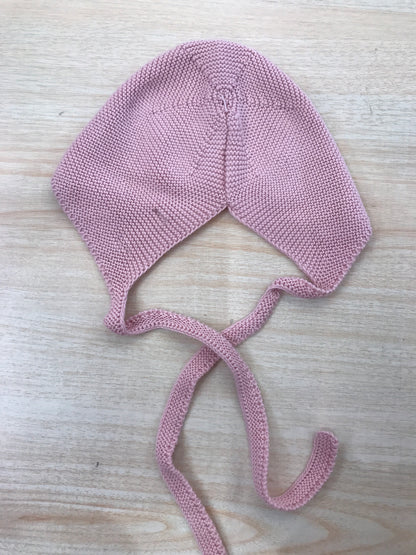 Cuffia PCS in filo rosa con pois in rilievo bianchi e trecce