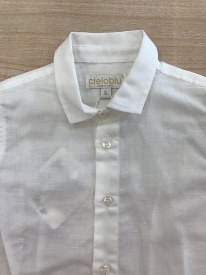 Camicia Cielo Blu bianca mezza manica con collo a punta e bottoni sul davanti