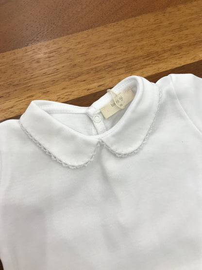 Body Baby Gi mezza manica di cotone con collo con ricamo bianco