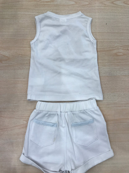 Completo Coccodè in cotone bianco canotta con disegno e pantalone corto