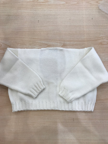 Cardigan Biebi in filo panna scollato con tre piccoli bottoncini